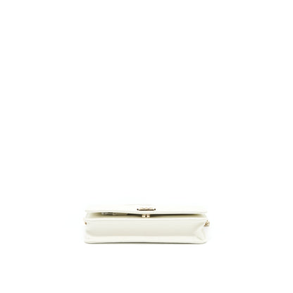 Chanel Boy Wallet On Chain Caviar White L