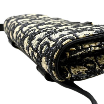 CHRISTIAN DIOR Saddle Oblique Canvas Belt Bag Navy Blue
