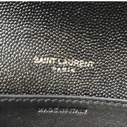 YVES SAINT LAURENT Flap Chain Grain De Poudre Leather Crossbody Bag Black