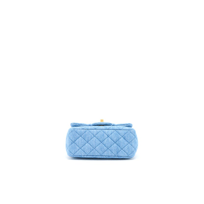 Chanel Pearl Crush Mini Square Flap Bag Denim Brushed  (Microchip)
