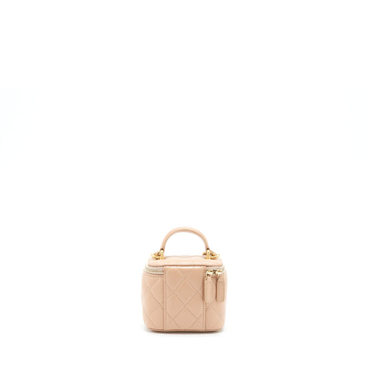 Chanel Top Handle Mini Vanity On Chain Lambskin Beige