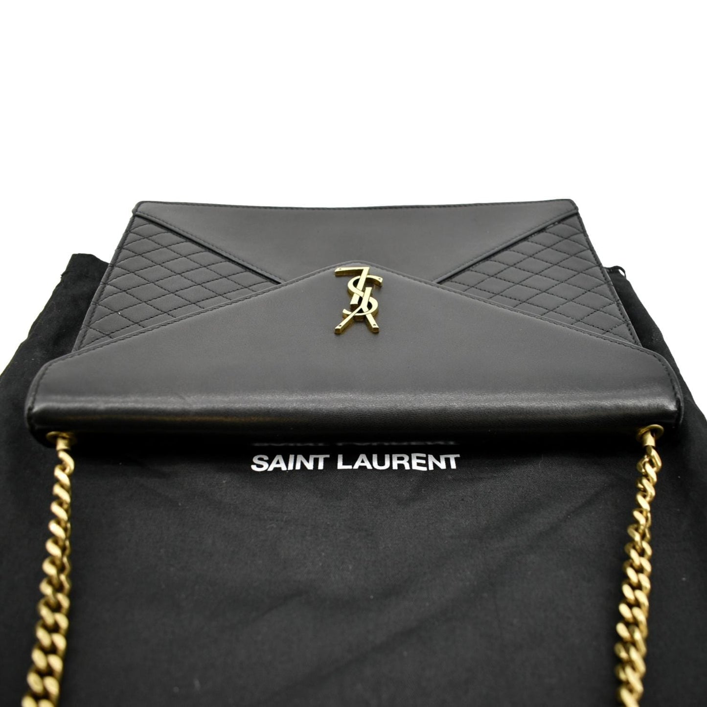 YVES SAINT LAURENT Gaby Quilted Lambskin Leather Shoulder Bag Black