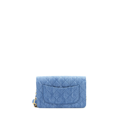 Chanel 22C Pearl Crush Wallet On Chain Denim