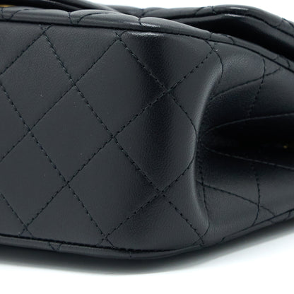 Chanel 23S Camellia Chain Mini Square Flap Bag Lambskin Black Brushed  (Microchip)