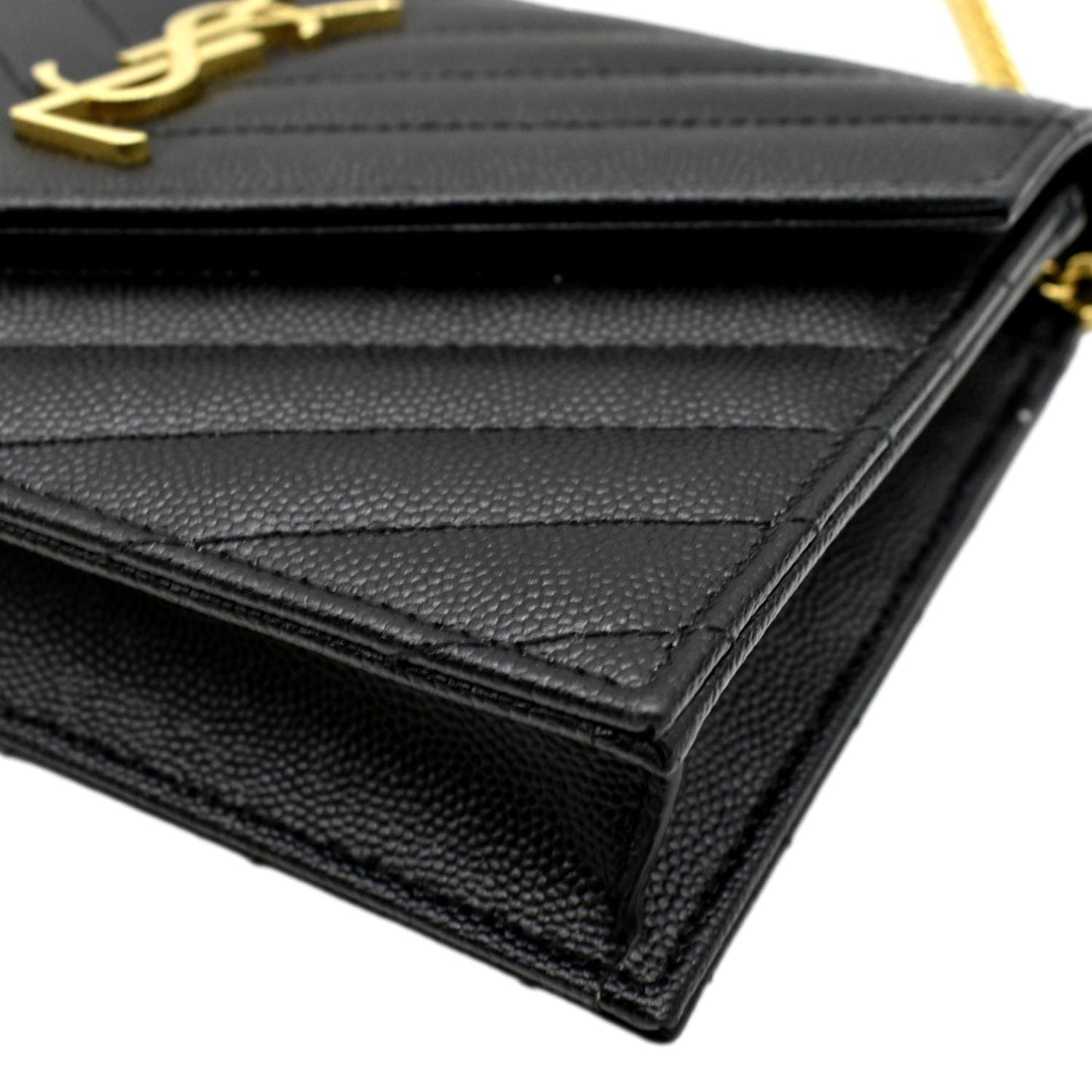 YVES SAINT LAURENT Cassandre Matelasse Chain Wallet Crossbody Bag Black