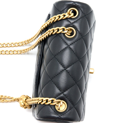 Chanel 23S Camellia Chain Mini Square Flap Bag Lambskin Black Brushed  (Microchip)