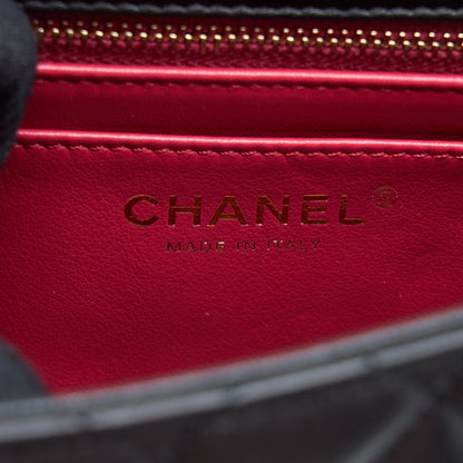 Chanel 23S Camellia Chain Mini Square Flap Bag Lambskin Black Brushed  (Microchip)