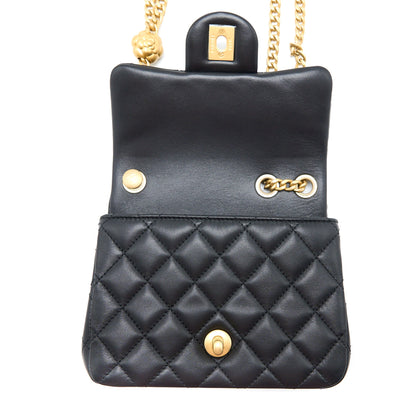 Chanel 23S Camellia Chain Mini Square Flap Bag Lambskin Black Brushed  (Microchip)