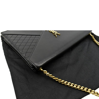 YVES SAINT LAURENT Gaby Quilted Lambskin Leather Shoulder Bag Black