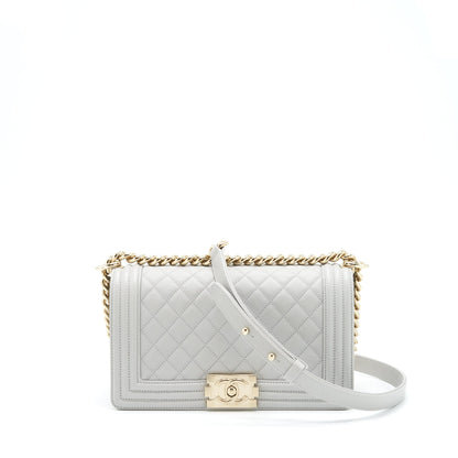 Chanel Medium Boy Bag Caviar Light Grey
