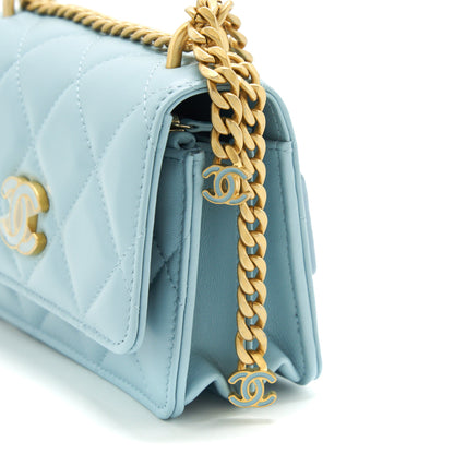 Chanel 22P Purse Vanity with Chain light blue