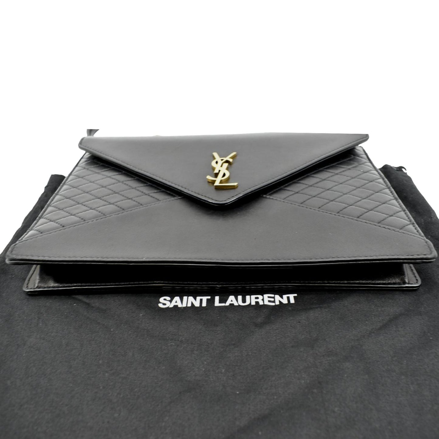 YVES SAINT LAURENT Gaby Quilted Lambskin Leather Shoulder Bag Black