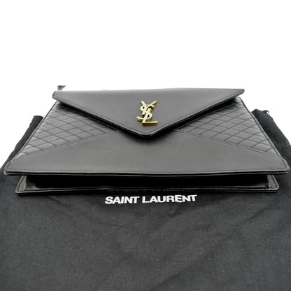 YVES SAINT LAURENT Gaby Quilted Lambskin Leather Shoulder Bag Black