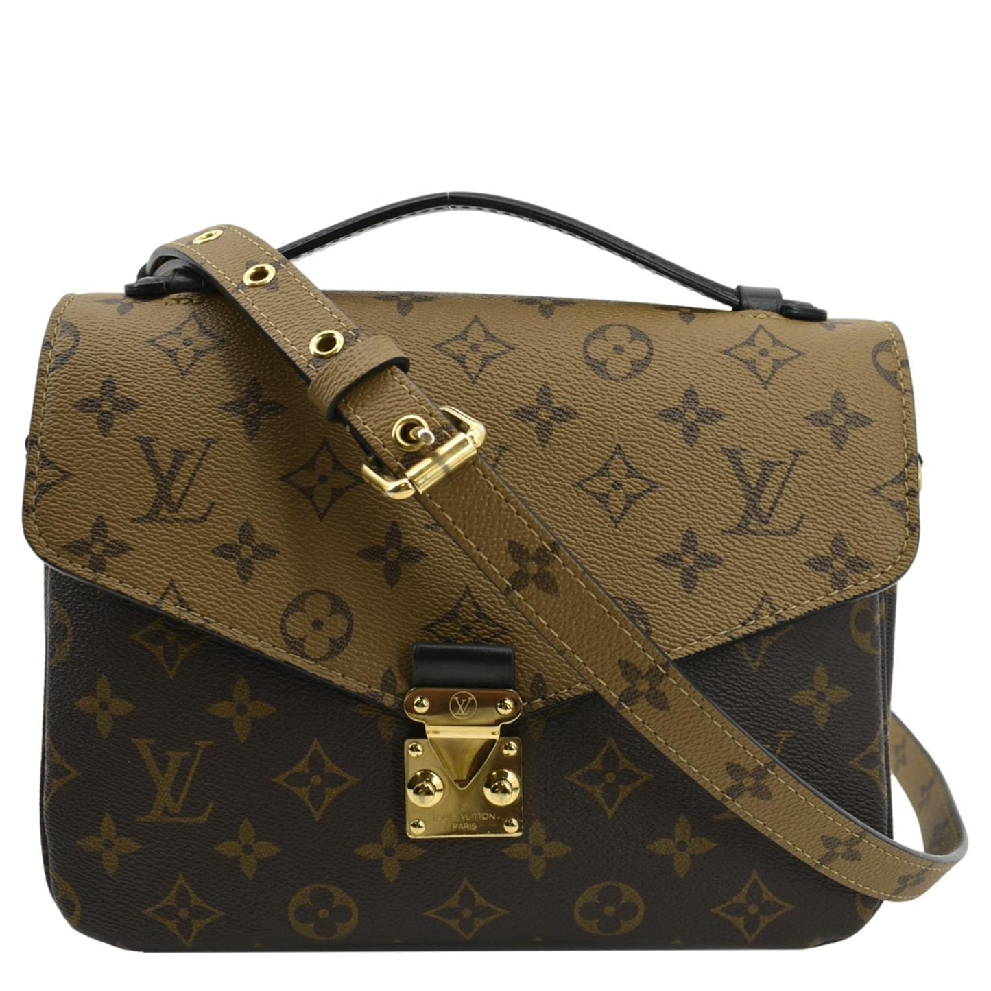 LOUIS VUITTON Metis Pochette Reverse Monogram Canvas Crossbody Bag Brown