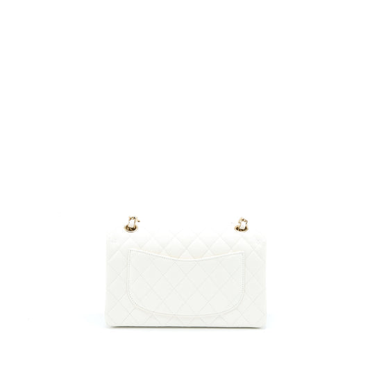 Chanel Small Classic Flap Bag Caviar White L (Microchip)