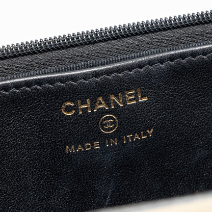 CHANEL leather top handle wallet on chain lambskin black L (microchip)