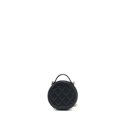 Chanel Mini Round Purse Vanity Caviar Black L