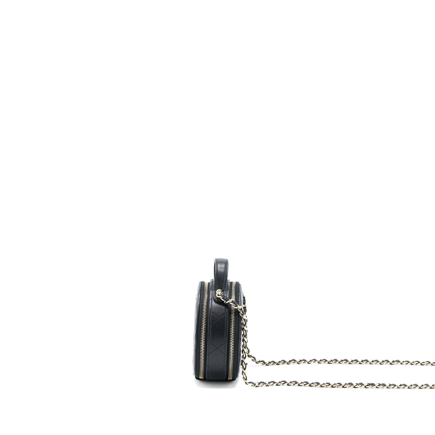 Chanel Mini Round Purse Vanity Caviar Black L
