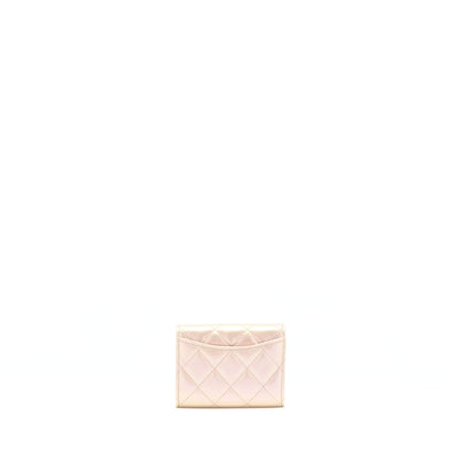 Chanel Iridescent Card Holder Calfskin Pink
