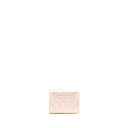 Chanel Iridescent Card Holder Calfskin Pink
