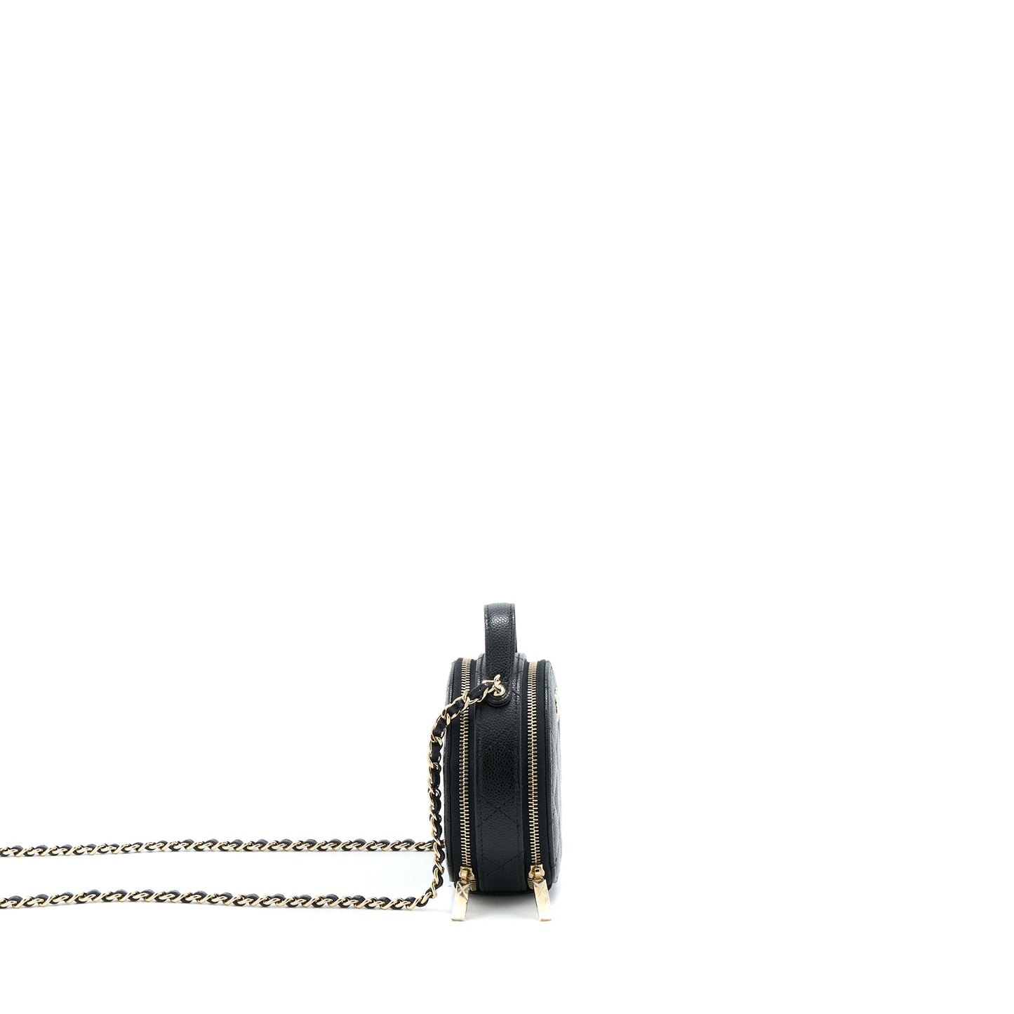 Chanel Mini Round Purse Vanity Caviar Black L