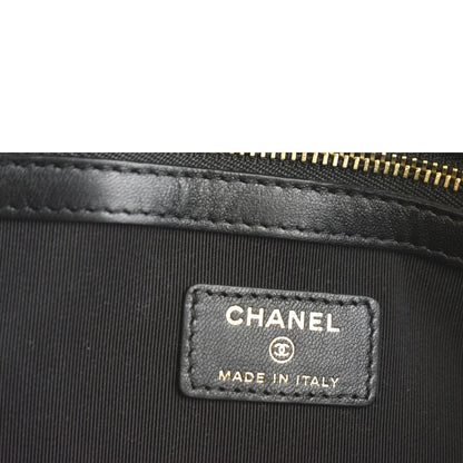CHANEL O-Case Quilted Lambskin Leather Zip Pouch Black