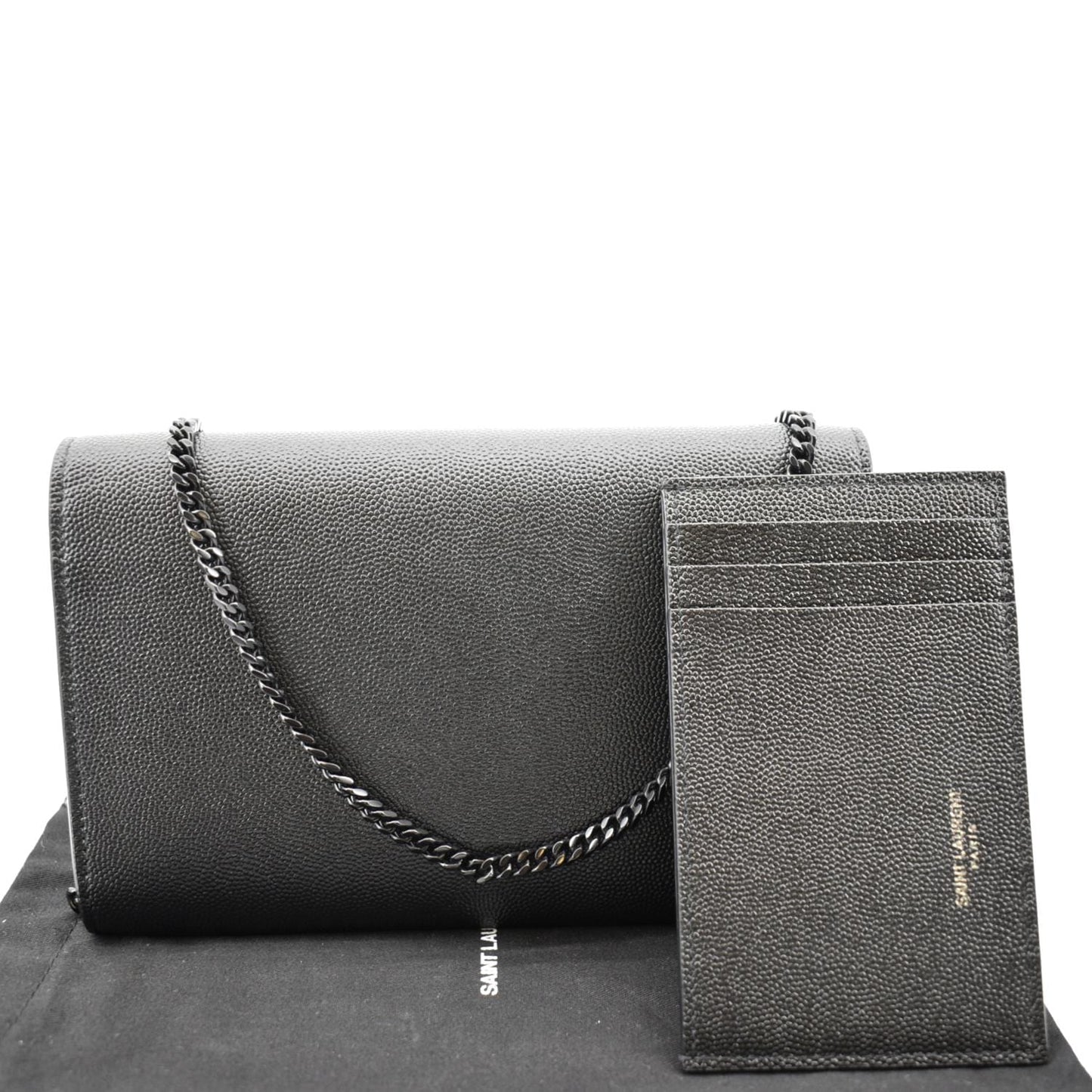 YVES SAINT LAURENT Flap Chain Grain De Poudre Leather Crossbody Bag Black