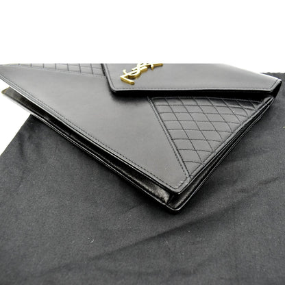 YVES SAINT LAURENT Gaby Quilted Lambskin Leather Shoulder Bag Black