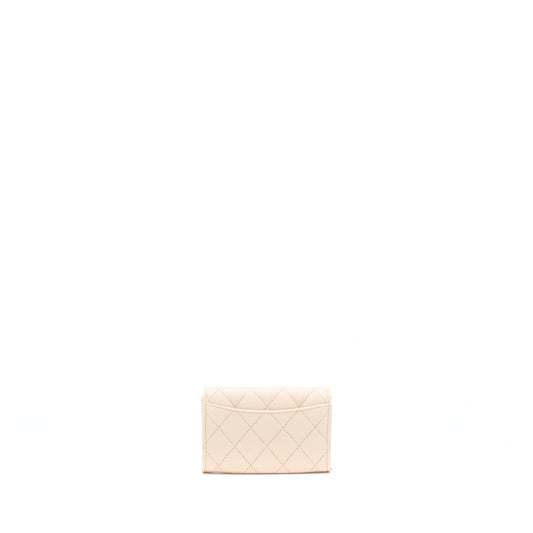 Chanel 22C Flap Cardholder Caviar Light Beige L