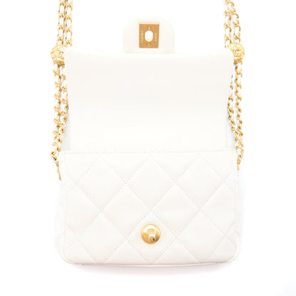 Chanel 22A Mini Square Flap Bag Caviar White Brushed  (Microchip)