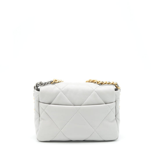 Chanel Small 19 Bag Lambskin Light Grey With Multicolour Hardware