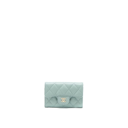 Chanel 23C Classic Flap Card Holder Caviar Light Grey L