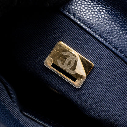 Chanel 22A Button On Chain Mini Square Flap Bag Caviar Navy  (Microchip)