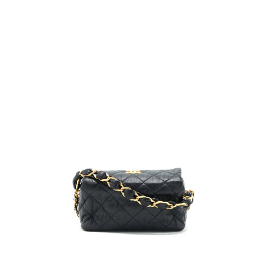 Chanel Small CC Wrapped Strap Bag Lambskin Black In Crumpled