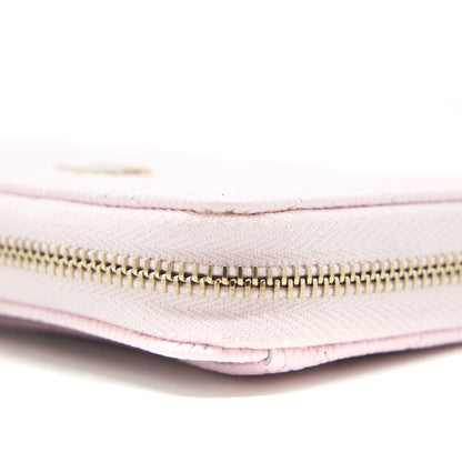 Chanel 22P Zip Card holder Caviar pink L