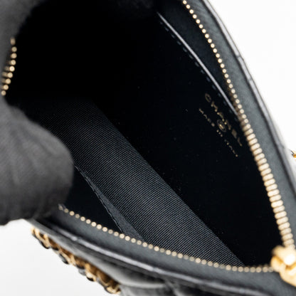 Chanel 23k Small Hobo Shoulder Bag Calfskin Black  (microchip)