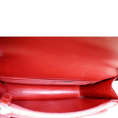 YVES SAINT LAURENT Sunset Crocodile Embossed Leather Crossbody Bag Red