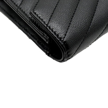 YVES SAINT LAURENT Cassandre Grain De Poudre Embossed Leather Chain Envelope Bag Black