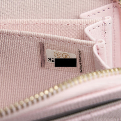 Chanel 22P Zip Card holder Caviar pink L