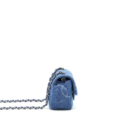 Chanel 20B Mini Square Flap Bag CC Print Denim Blue