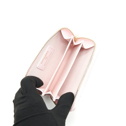 Chanel 22P Zip Card holder Caviar pink L