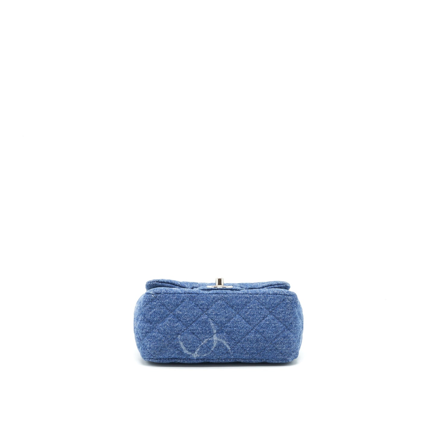 Chanel 20B Mini Square Flap Bag CC Print Denim Blue