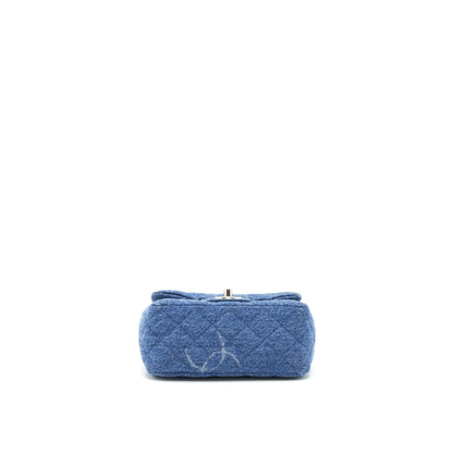 Chanel 20B Mini Square Flap Bag CC Print Denim Blue