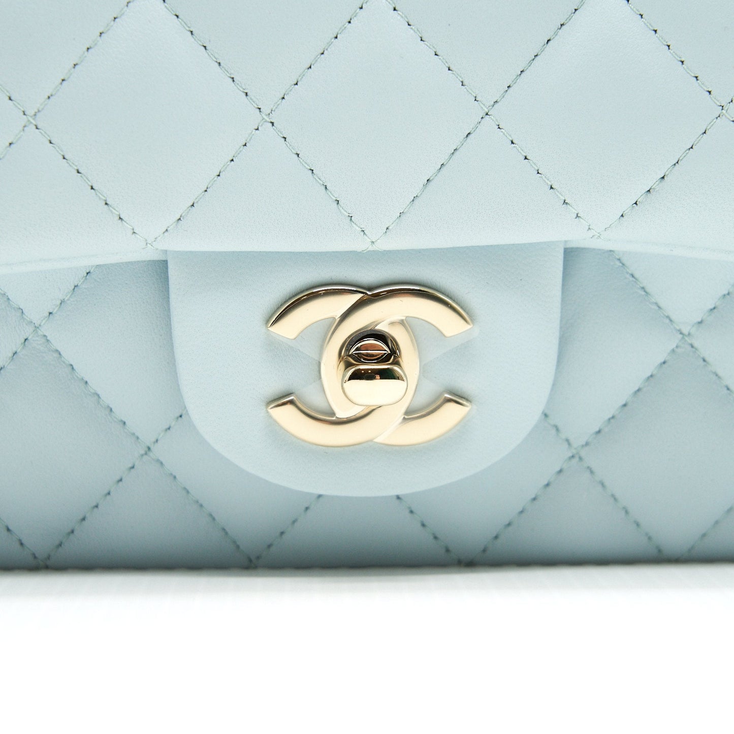 Chanel 21K Mini Top Handle Rectangular Flap Bag Pastel Blue L