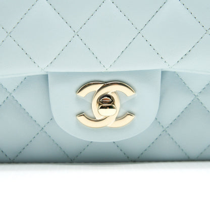 Chanel 21K Mini Top Handle Rectangular Flap Bag Pastel Blue L