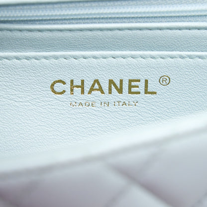Chanel 21K Mini Top Handle Rectangular Flap Bag Pastel Blue L
