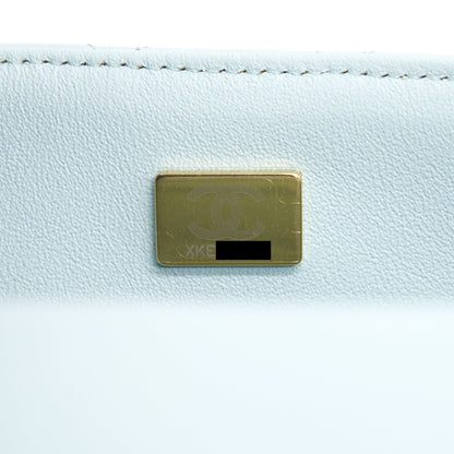 Chanel 21K Mini Top Handle Rectangular Flap Bag Pastel Blue L
