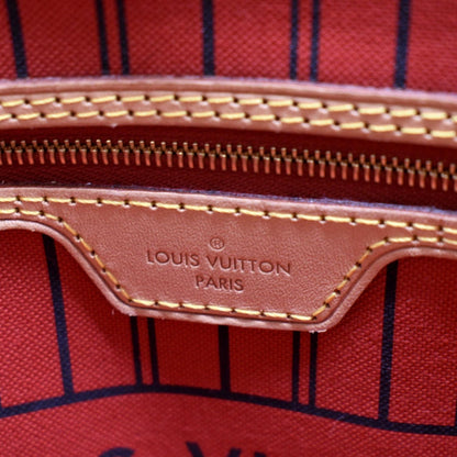 LOUIS VUITTON  Neverfull MM Monogram Canvas Tote Bag Brown/Red