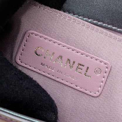 Chanel 18S small boy bag limited PVC / Patent calfskin leather iridescent light purple