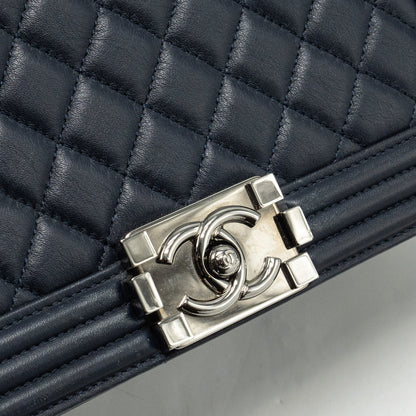 CHANEL Medium Boy Bag Calfskin Navy